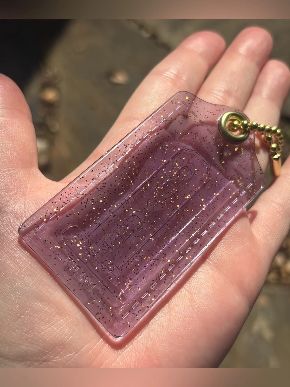 Vintage Coach Purple Gold Glitter XL Hang Tag